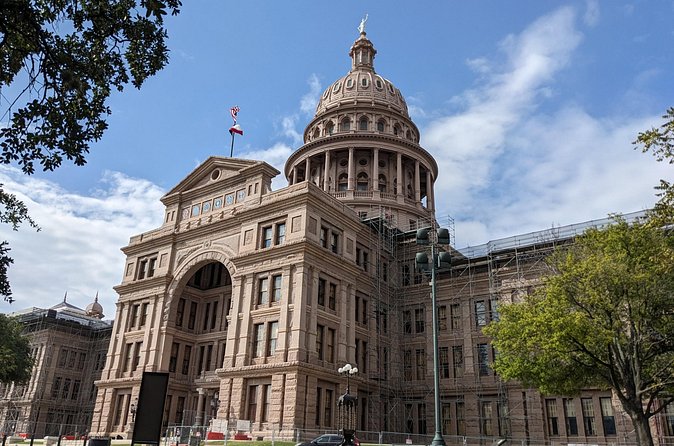 Downtown Austin Historical Architecture Walk - Stop 5: Texas State Capitol exterior stories from the south lawn